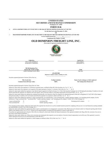 Thumbnail Old Dominion Freight Line
 10-K Annual Report 2024