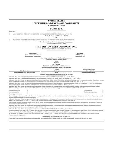 Thumbnail Boston Beer Company 10-K Annual Report 2024