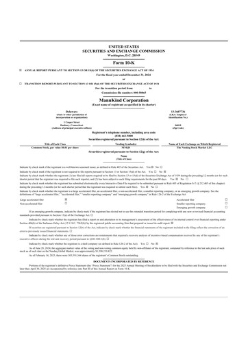 Thumbnail MannKind Corp 10-K Annual Report 2024