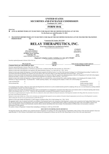 Thumbnail Relay Therapeutics 10-K Annual Report 2024