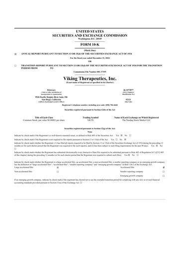 Thumbnail Viking Therapeutics
 10-K Annual Report 2024