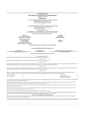 Thumbnail Universal Health Realty Income Trust 10-K Annual Report 2024