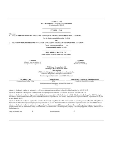 Thumbnail BJ's Restaurants
 10-K Annual Report 2023