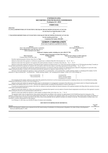 Thumbnail Geron 10-K Annual Report 2024