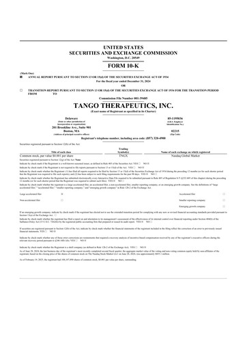 Thumbnail Tango Therapeutics 10-K Annual Report 2024