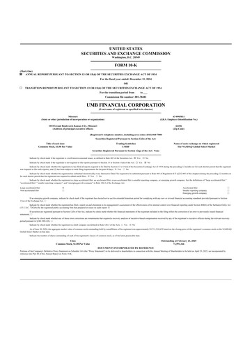 Thumbnail UMB Financial 10-K Annual Report 2024