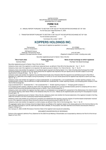 Thumbnail Koppers Holdings 10-K Annual Report 2024