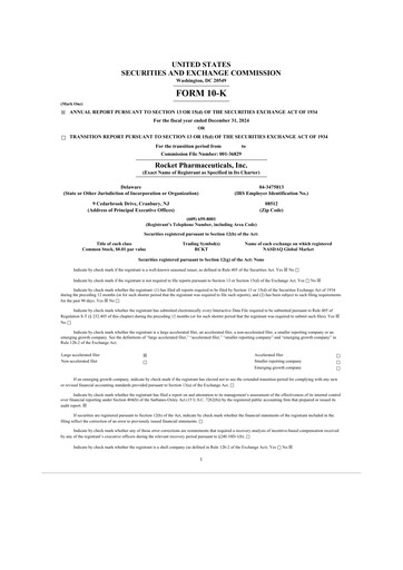 Thumbnail Rocket Pharmaceuticals
 10-K Annual Report 2024