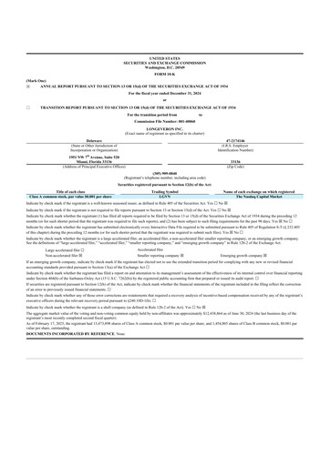 Thumbnail Longeveron 10-K Annual Report 2024