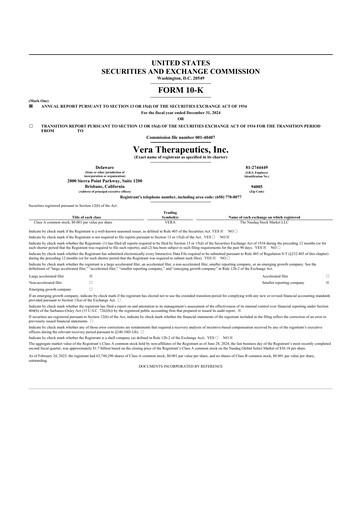 Thumbnail Vera Therapeutics 10-K Annual Report 2024