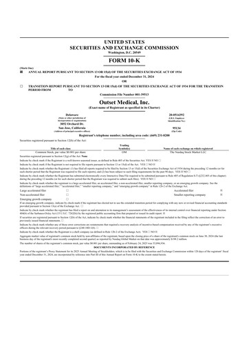 Thumbnail Outset Medical 10-K Annual Report 2024