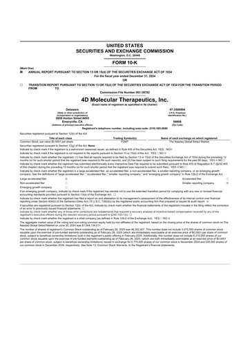 Vorschaubild 4D Molecular Therapeutics 10-K Jahresbericht 2024