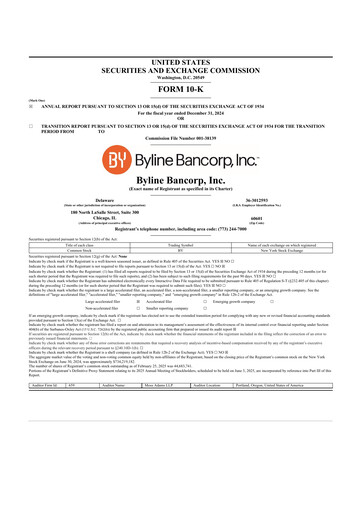 Thumbnail Byline Bancorp 10-K Annual Report 2024