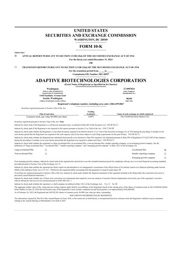 Thumbnail Adaptive Biotechnologies
 10-K Annual Report 2024