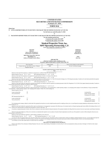 Thumbnail Medical Properties Trust
 10-K Annual Report 