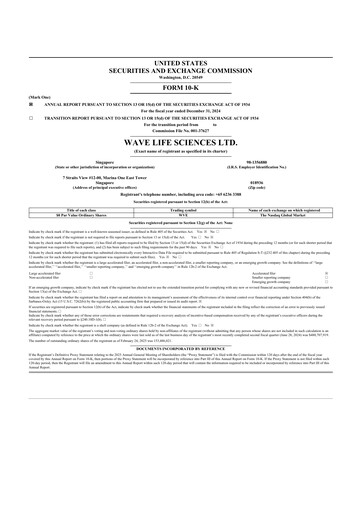 Thumbnail Wave Life Sciences 10-K Annual Report 2024
