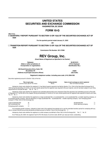 Thumbnail REV Group 10-Q Quarterly Report FY2025 