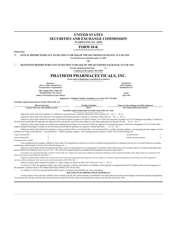 Thumbnail Phathom Pharmaceuticals
 10-K Annual Report 2024