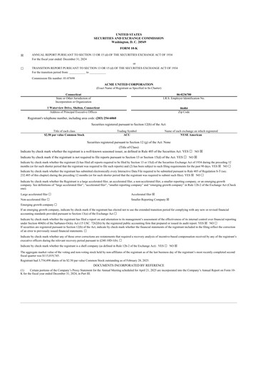 Miniature Acme United 10-K Rapport annuel 2024