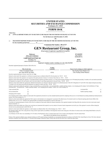Vorschaubild GEN Restaurant Group 10-K Jahresbericht 2024