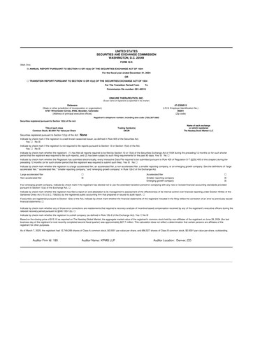 Thumbnail OnKure Therapeutics 10-K Annual Report 2024