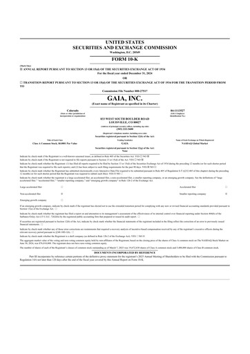 Thumbnail Gaia 10-K Annual Report 2024