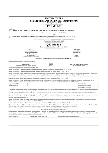 Thumbnail Q32 Bio 10-K Annual Report 2024