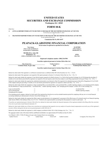 Miniature Peapack-Gladstone Financial 10-K Rapport annuel 2024