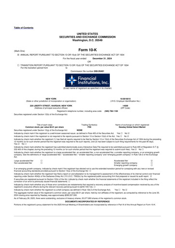Thumbnail Financial Institutions 10-K Annual Report 2024