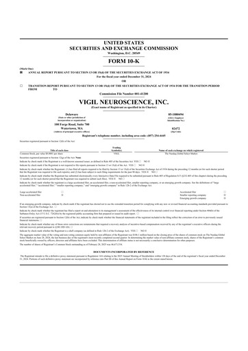 Miniature Vigil Neuroscience 10-K Rapport annuel 2024