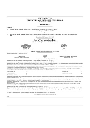 Thumbnail Lyra Therapeutics 10-K Annual Report 2024