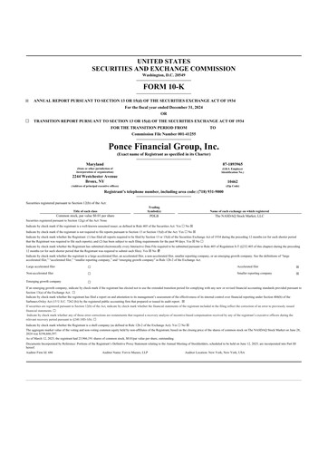 Vorschaubild Ponce Financial Group 10-K Jahresbericht 2024