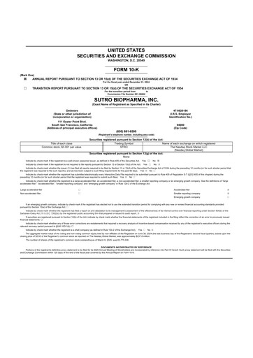 Thumbnail Sutro Biopharma 10-K Annual Report 2024