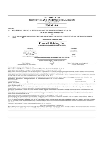 Thumbnail Emerald Holding 10-K Annual Report 2024