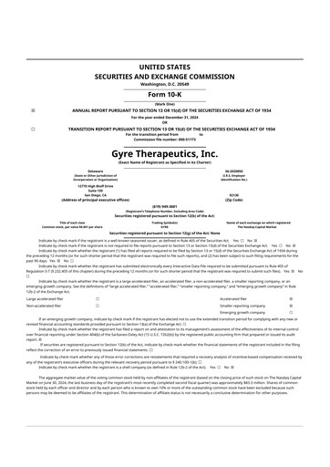 Thumbnail Gyre Therapeutics 10-K Annual Report 2024