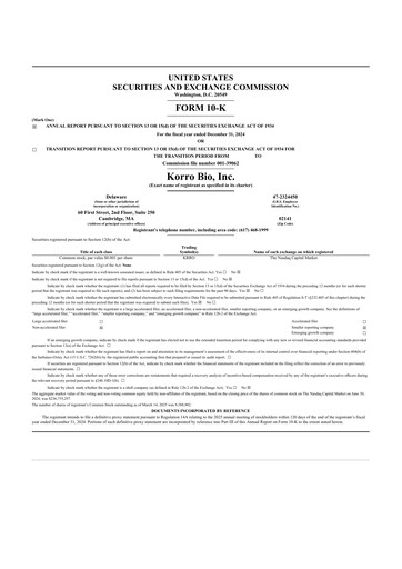 Thumbnail Korro Bio 10-K Annual Report 2024