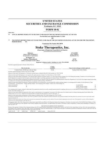 Thumbnail Stoke Therapeutics 10-K Annual Report 2024