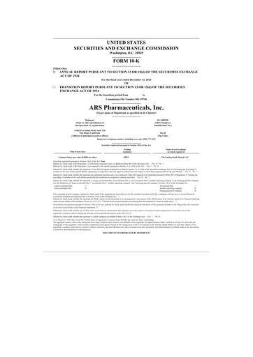 Thumbnail ARS Pharmaceuticals 10-K Annual Report 2024
