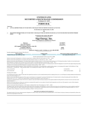 Thumbnail Tigo Energy 10-K Annual Report 2024