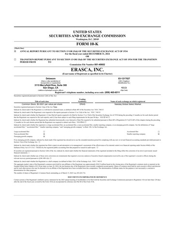 Thumbnail Erasca 10-K Annual Report 2024