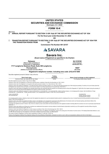 Thumbnail Savara 10-K Annual Report 2024