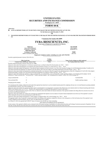 Miniature Tyra Biosciences 10-K Rapport annuel 2024
