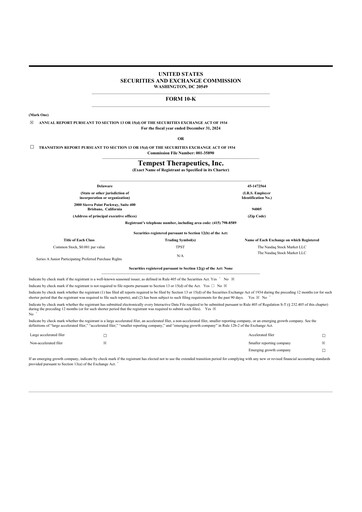 Thumbnail Tempest Therapeutics 10-K Annual Report 2024