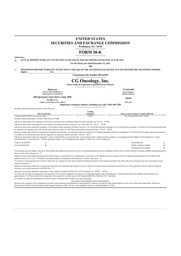 Thumbnail CG Oncology 10-K Annual Report 2024