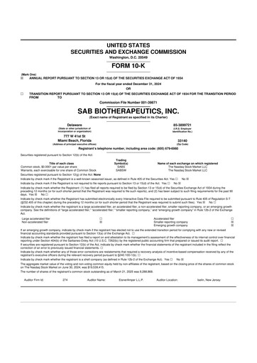 Thumbnail SAB Biotherapeutics 10-K Annual Report 2024