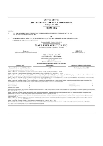 Thumbnail Maze Therapeutics 10-K Annual Report 