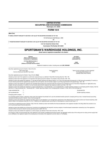 Thumbnail Sportsman's Warehouse 10-K Annual Report 2025