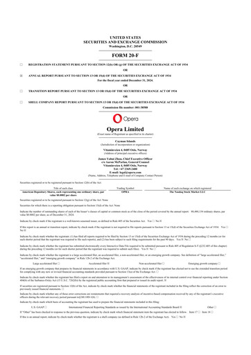 Thumbnail Opera 20-F Annual Report 2024