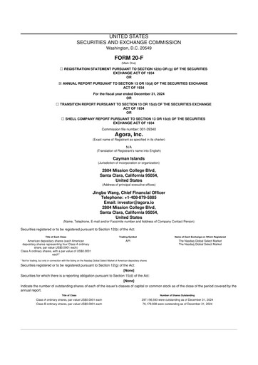 Thumbnail Agora, Inc. 20-F Annual Report 2024