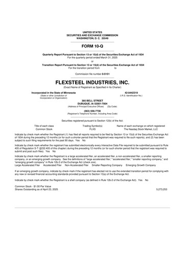Vorschaubild Flexsteel Industries 10-Q Quartalsbericht 2025 